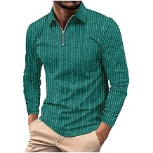 Mens Polo Shirts Long Sleeve Zipper Golf Shirt Lightweight Solid Collared Tshirt Causal Pullover Tops Henley Tee