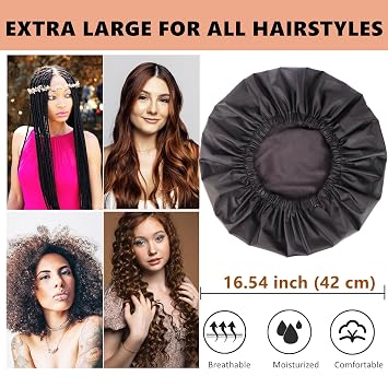 Shower Cap for Women Men Reusable Waterproof Bath Cap for Long Hair Braids