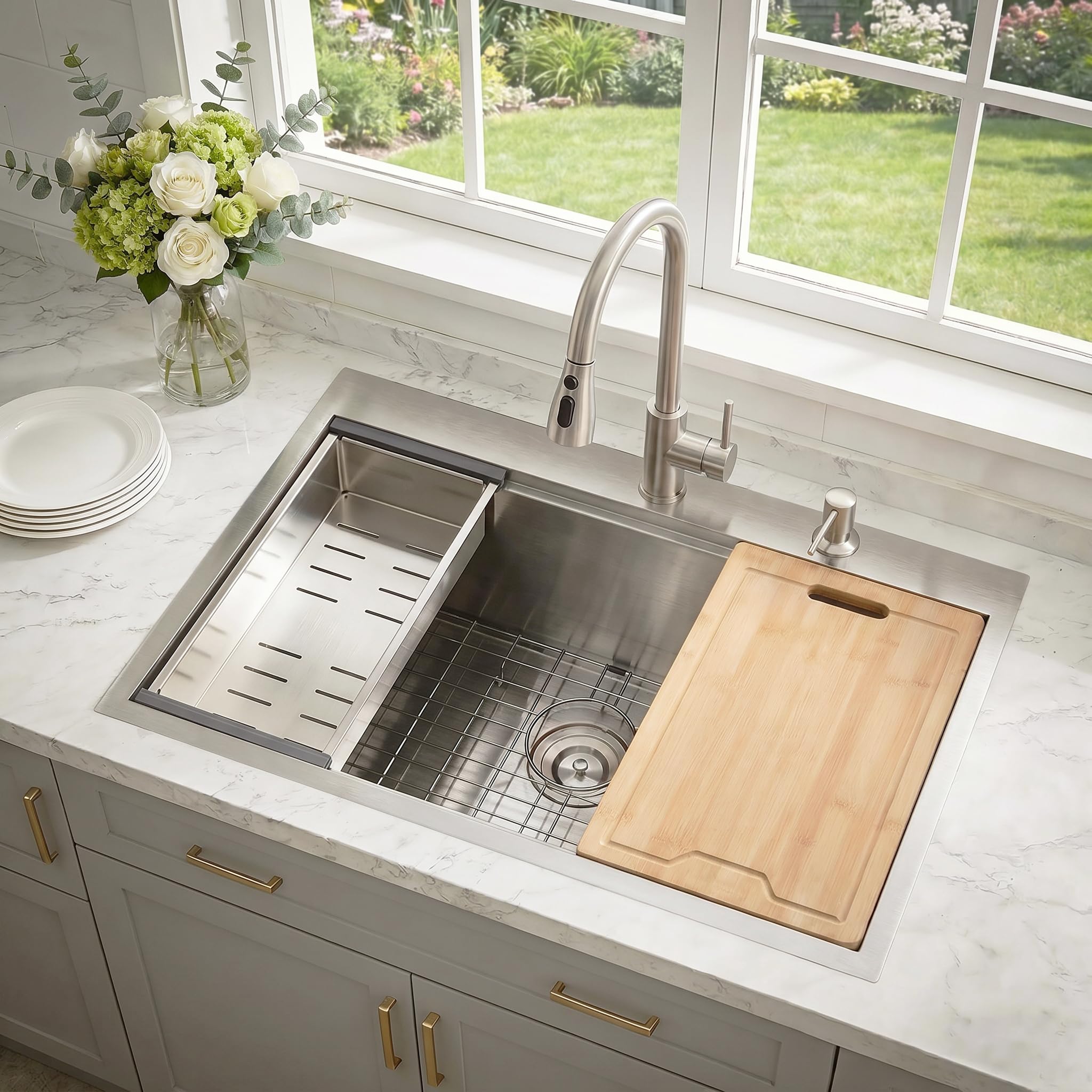 KINGO HOME 33x22 Drop in Kitchen Sink,33 Inch Stainless Steel