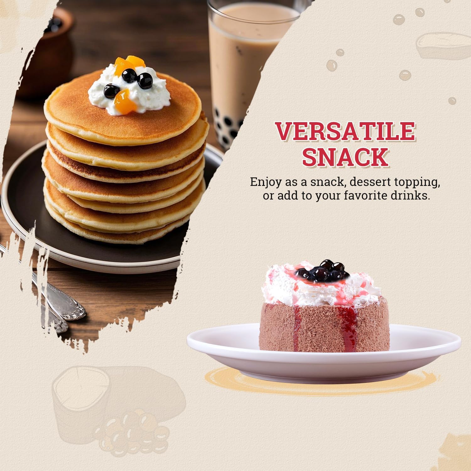 52USA Boba Tapioca Perla Sapore Di Zucchero Nero Fresco Bubble Tea Perla, 250 g, Perla di Tapioca Nera per Bolle, Pronto in 5 minuti (1 pezzo)
