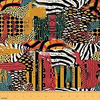 Vista 18 de Tela de estilo mexicano por yarda, tela de arte DIY a rayas de arcoíris, telas exóticas boho a cuadros de neón para exteriores, tela de tapicería