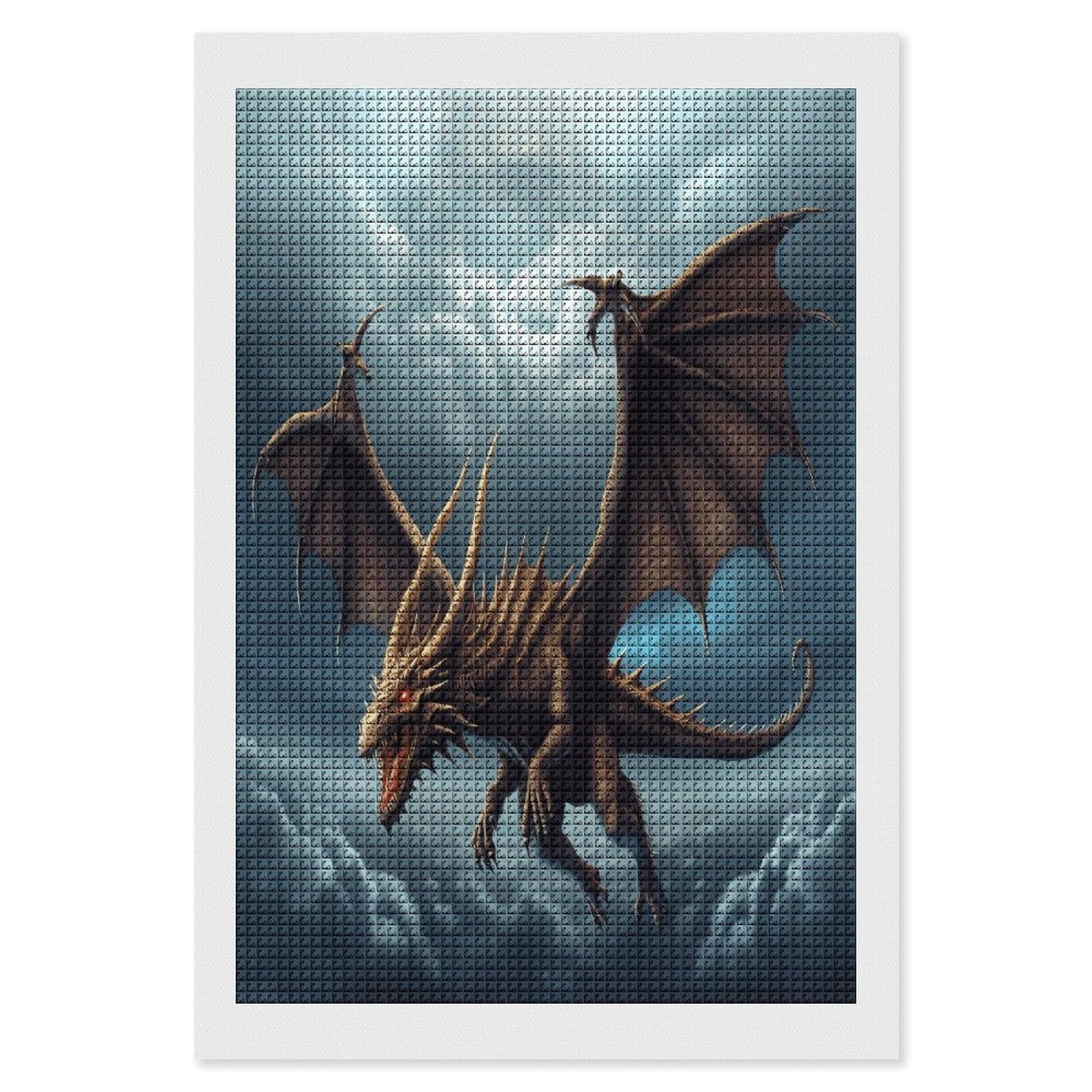 Yuxbvkrs Flying Dragon Diamond Painting Kits For Adults, Diamond Art Pictures, Synthetic Fiber Cloth Diy 5D Gem Art Painting For Beginners Home Wall Decor 20X30cm