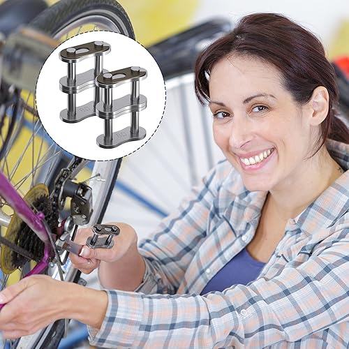 Miniatura 13 de 3pcs #50-2 Cadena de rodillos de doble hebra Enlace maestro, enlace de conector de acero al carbono ajustable