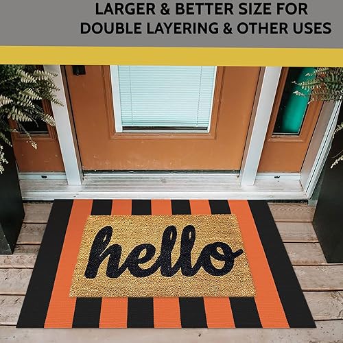 Vista 37 de KILOCOCO Alfombra de rayas beige de 2.3 x 3.6 pies para interiores y exteriores, alfombra tejida a mano de algodón lavable a rayas para puerta Rayas