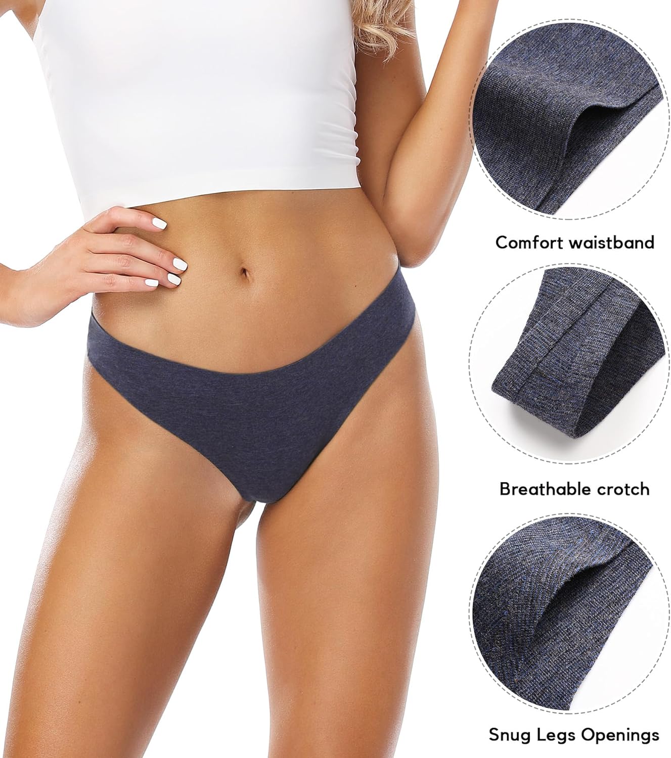 Wealurre Women's Cotton Thong Breathable Panties Low Rise Underwear - Image 3