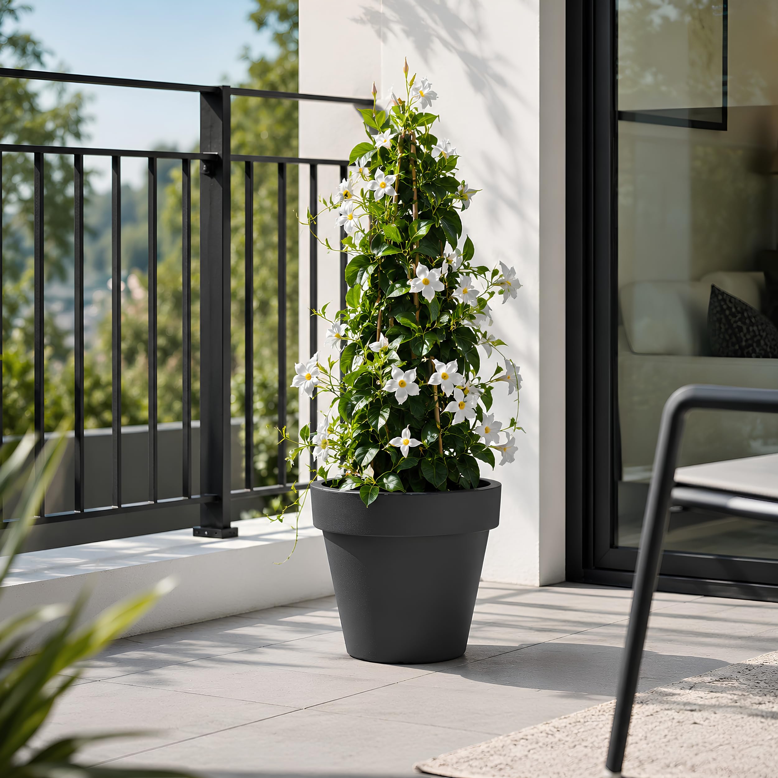 Tecnokit Tera Vaso Grande Standard One Ø50 cm Antracite in Resina, Vaso Moderno da Interno ed Esterno Resistente UV, Fioriera Rotazionale per Piante Grandi, Terrazzo e Giardino