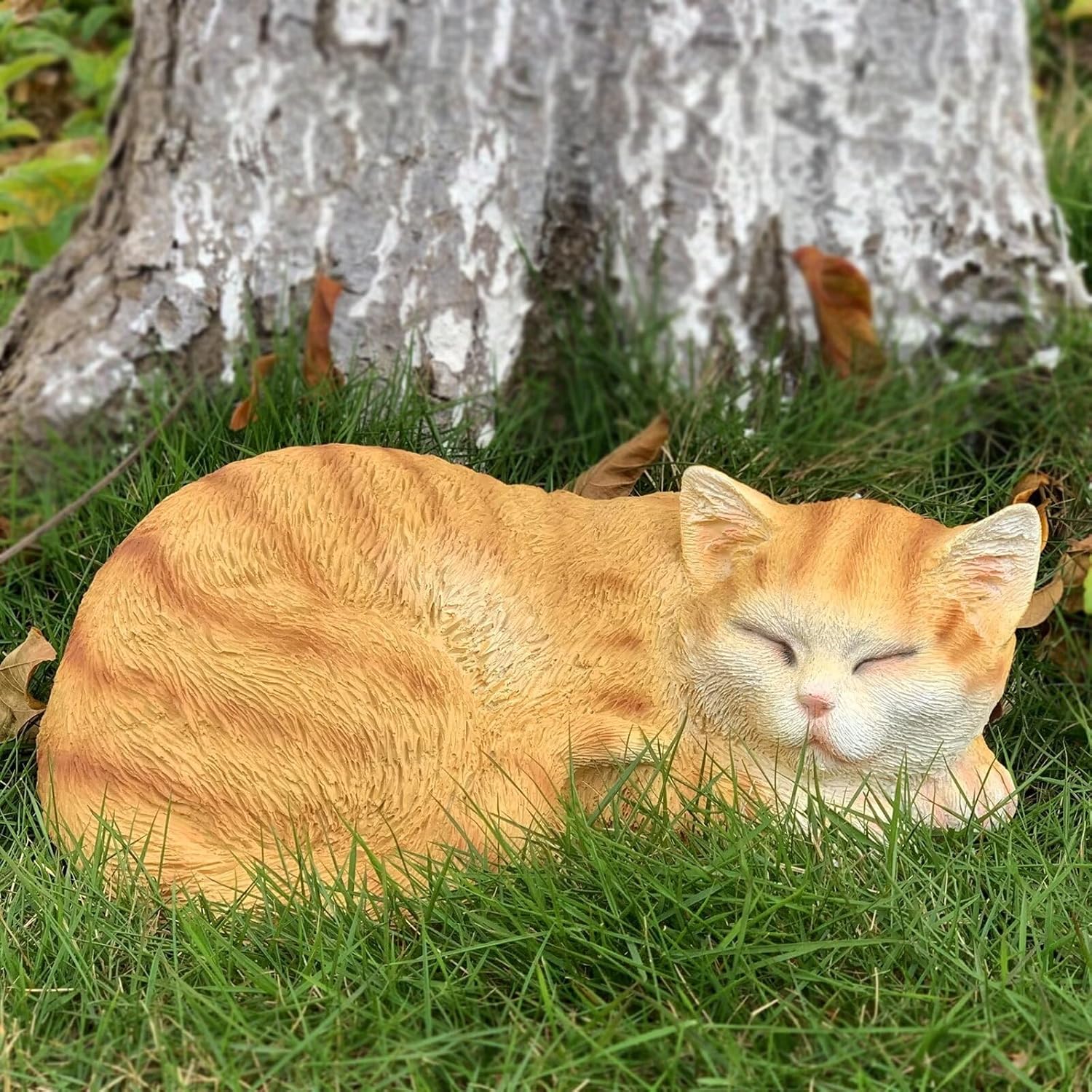 Sleeping Cat Statue, Outdoor Cat Sculpture & Figurine Lawn Ornament, Orange Tabby Statue for Patio, Lawn, Yard Decorative, Cute Kitten Garden Decor - Image 5