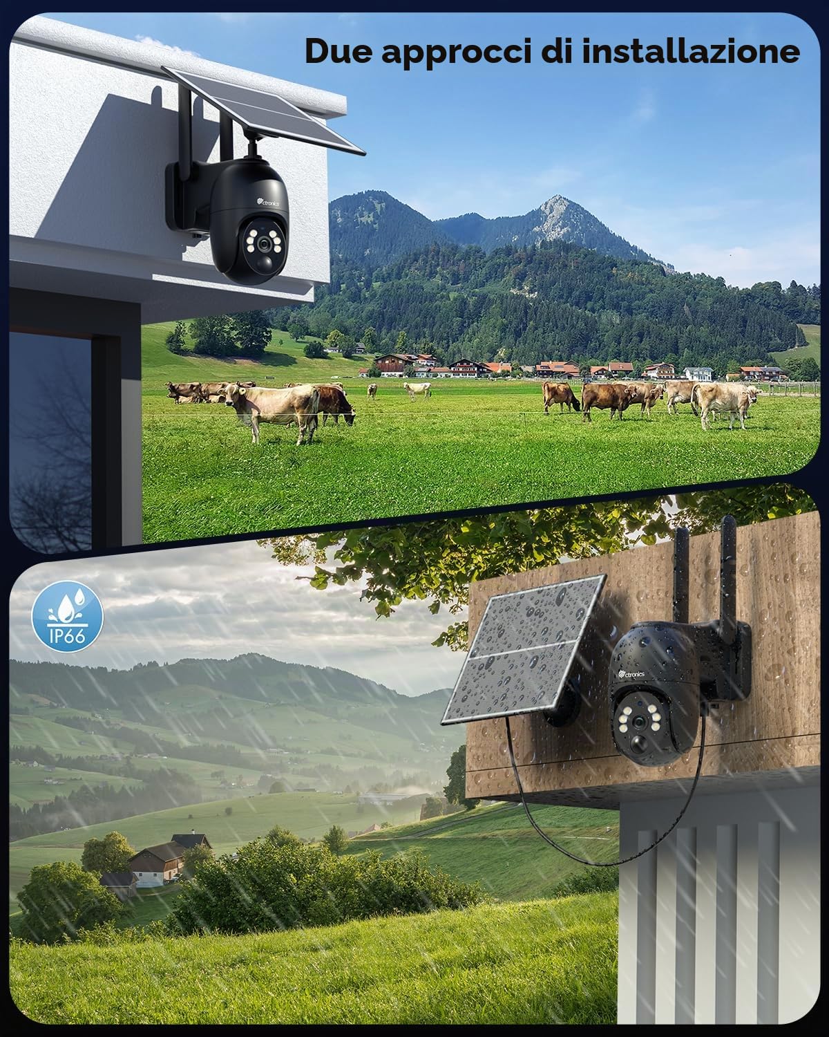 Ctronics 2K 4G LTE Telecamera da Esterno con SIM, PTZ IP Telecamere con | Pannello Solare Senza Fili, 10400mAh Batterie, PC/FTP/Cloud, Visione Notturna a Colori & Rilevamento del Movimento (Nero)