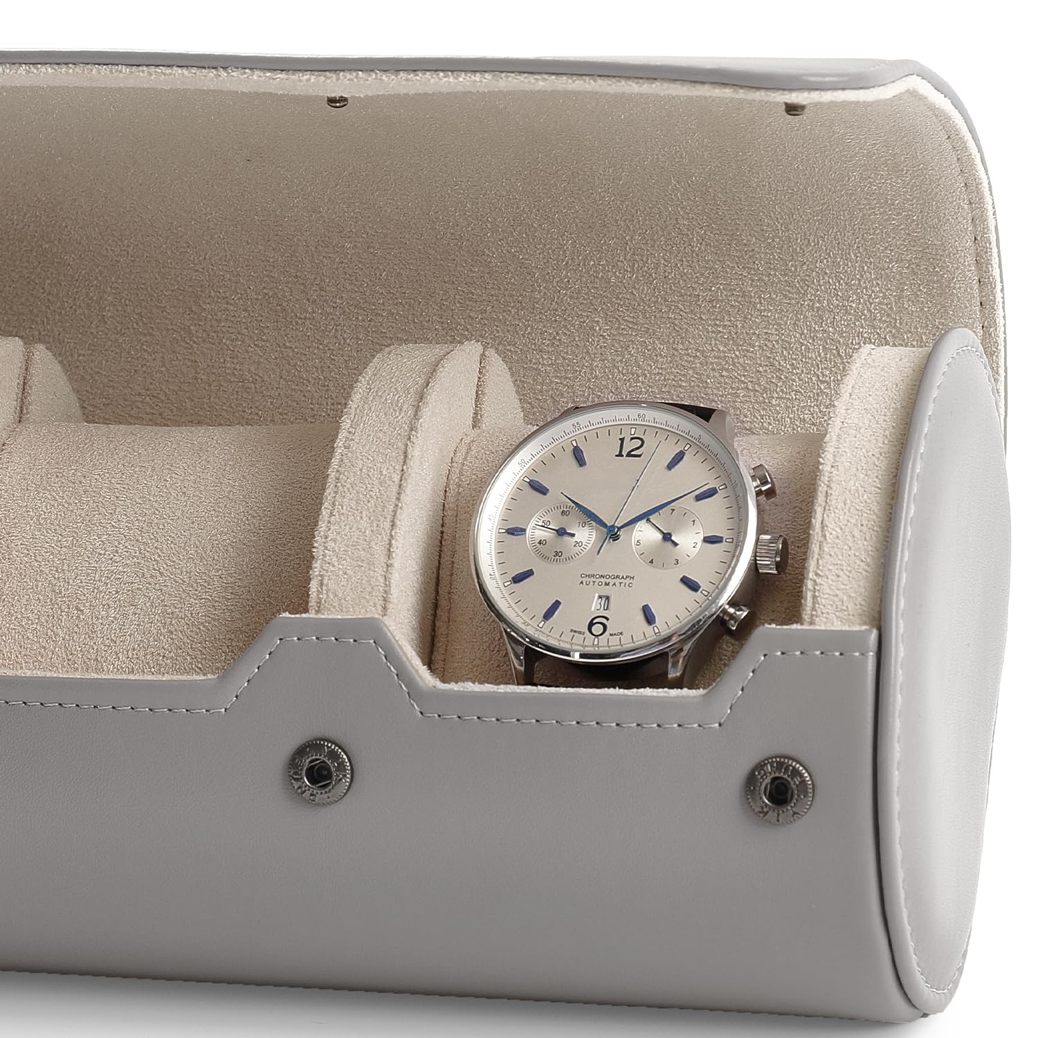 Scatola Orologi Da Viaggio In Pelle PU - Portaorologi Vintage Con 3 Slot E Cuscini Rimovibili, 19.5x9x9 Cm - Foto 8