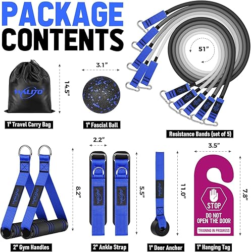 Miniatura 3 de WALITO Juego de bandas de resistencia  Bandas de ejercicio con asas, anclaje de puerta, correas de tobillo para piernas y tobillos, para