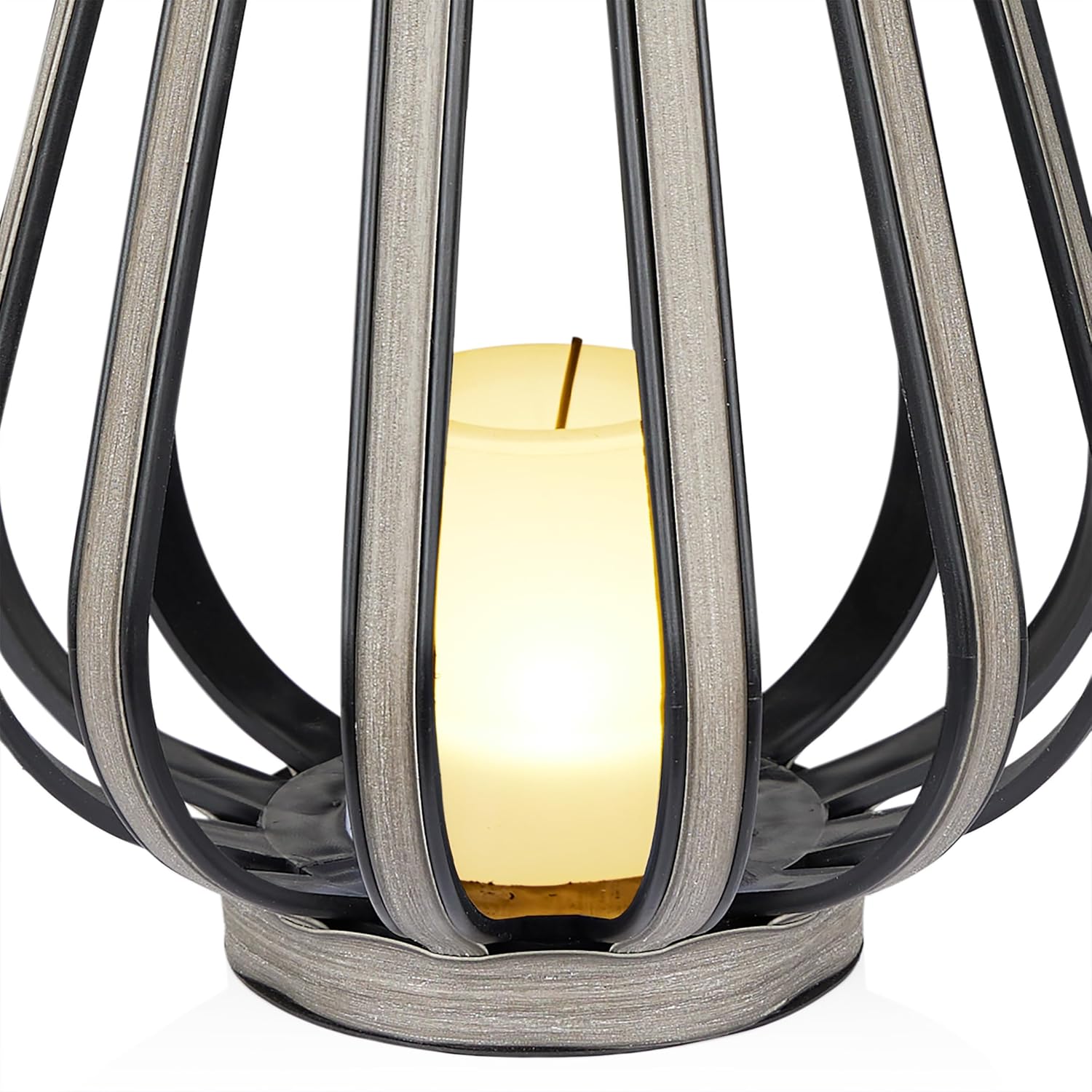 Gray Polypropylene Solar Lantern with LED Light, 18" Height