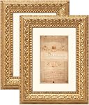 5x7 2 Pack Bronzed Gold Ornate Classic Picture Frames, Matted for 4x6 inches Photos, Real Glass Protection