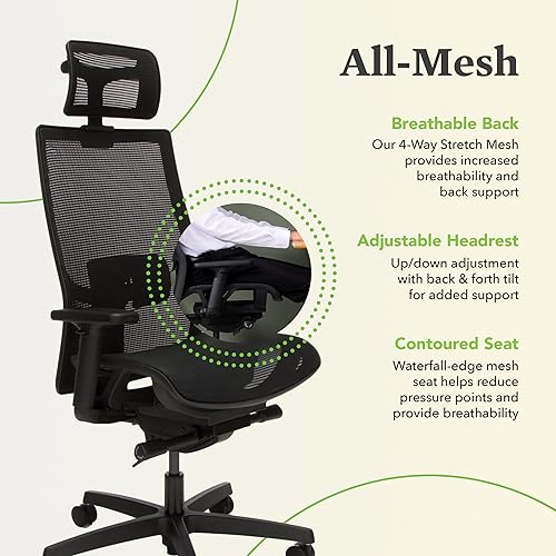 Miniatura 6 de HON Ignition 2.0 - Silla de oficina ergonómica de malla con reposacabezas, silla de escritorio de computadora con respaldo alto, soporte lumbar