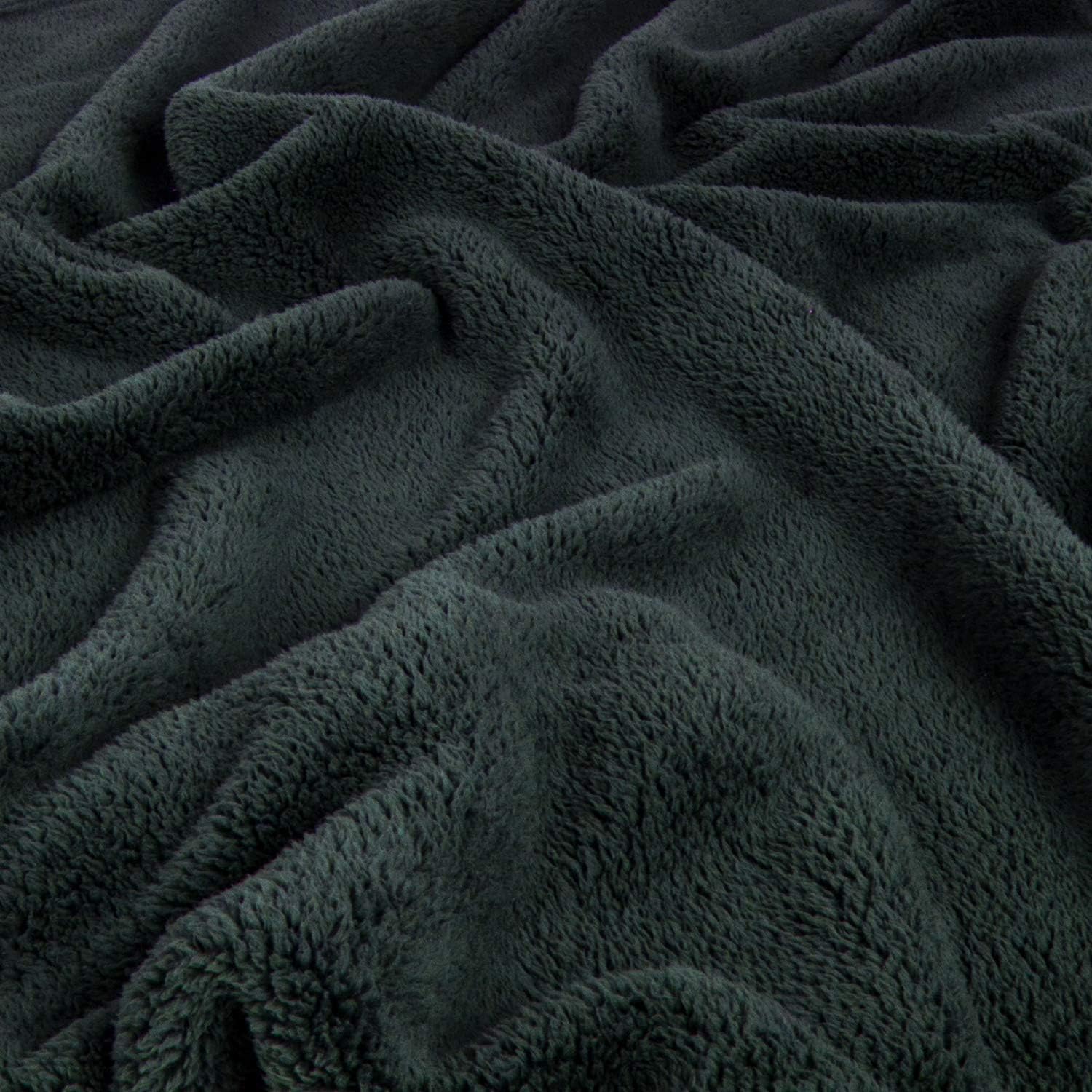 NTBAY Fluffy Sherpa Throw Blanket for Couch Sofa, Ultra Soft, Warm and Lightweight Shaggy Blanket, 51x67 Inches, Navy