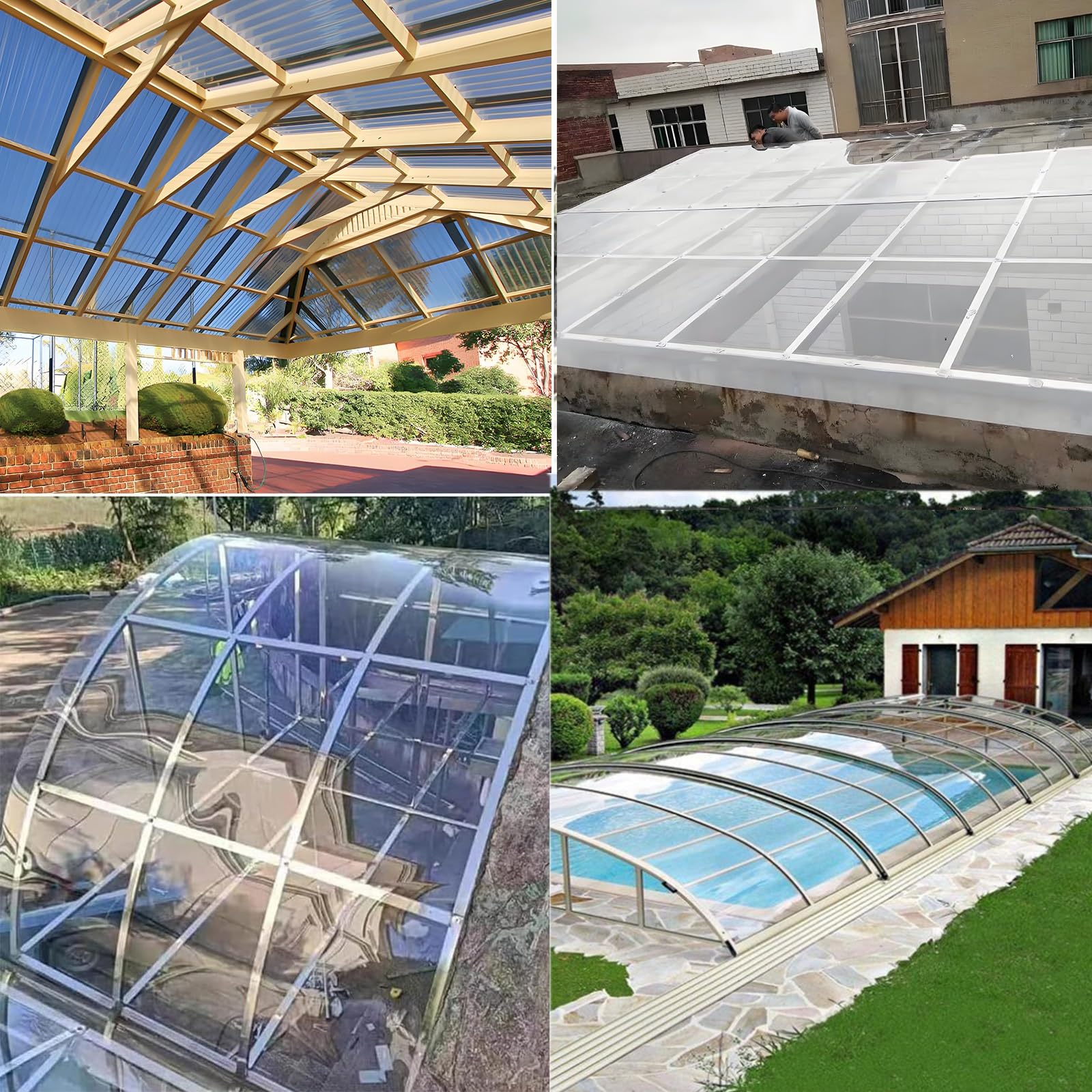Paneles de policarbonato para invernaderos, Paneles de policarbonato Transparentes, Paneles de policarbonato, adecuados para techos de Piscinas Exteriores en el Patio. (Espesor: 1 milímetro) ( Size :