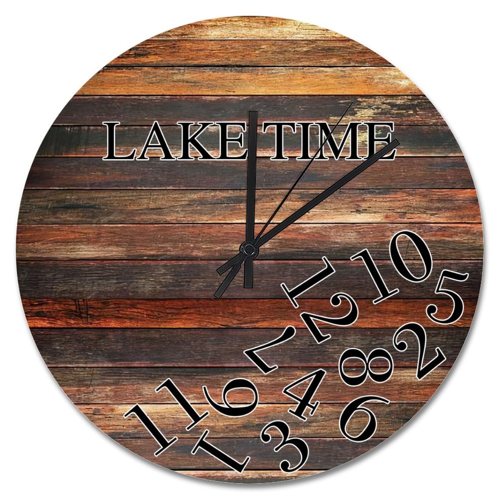 Horloge murale rustique en bois craquelé silencieuse de 38 cm pour salon