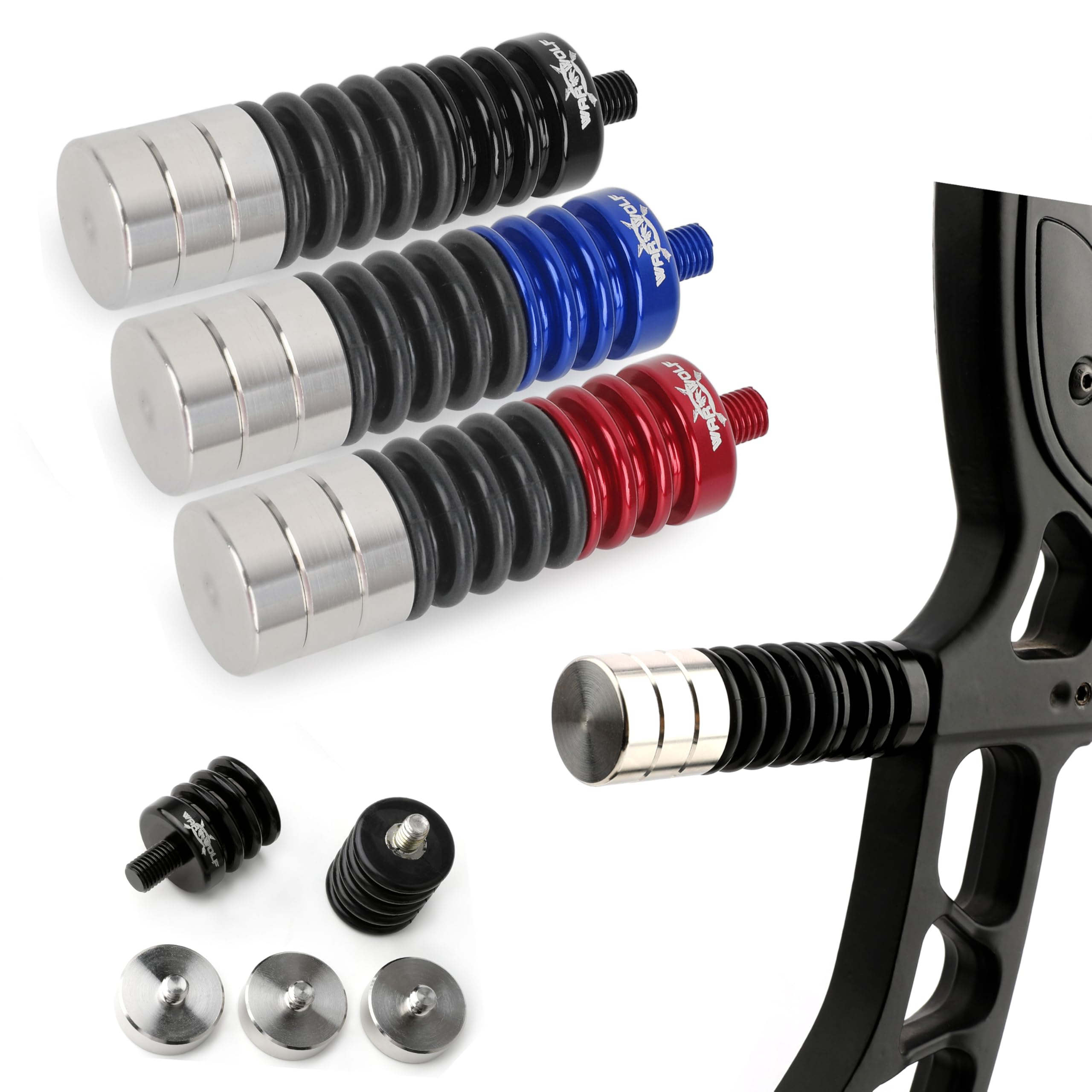 arco Stabilizzatore per arco ricurvo Arco composto Bow Riser Dampers Silencers Shock Absorbers Vibration Damper Suit per la caccia Target tiro