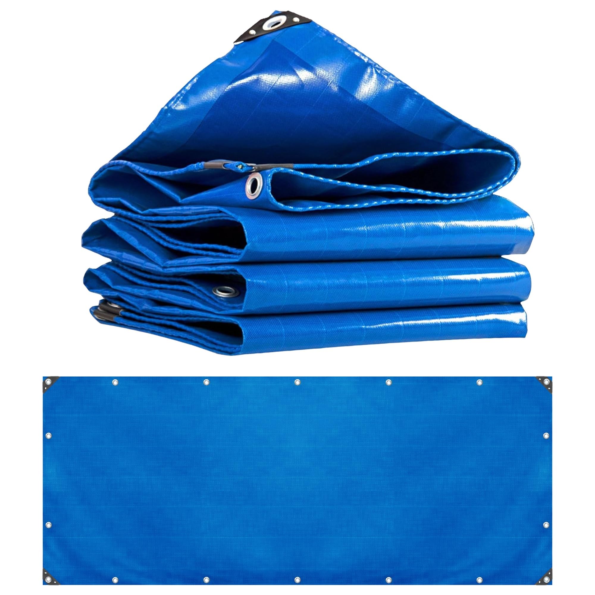 Plane mit ösen 1.5x36 m 500g/m² Tarp für Hängematte, Zeltteppich Vorzeltteppich Vorzeltboden für Ourdoor Camping Sandstrand LXX94W, Blau