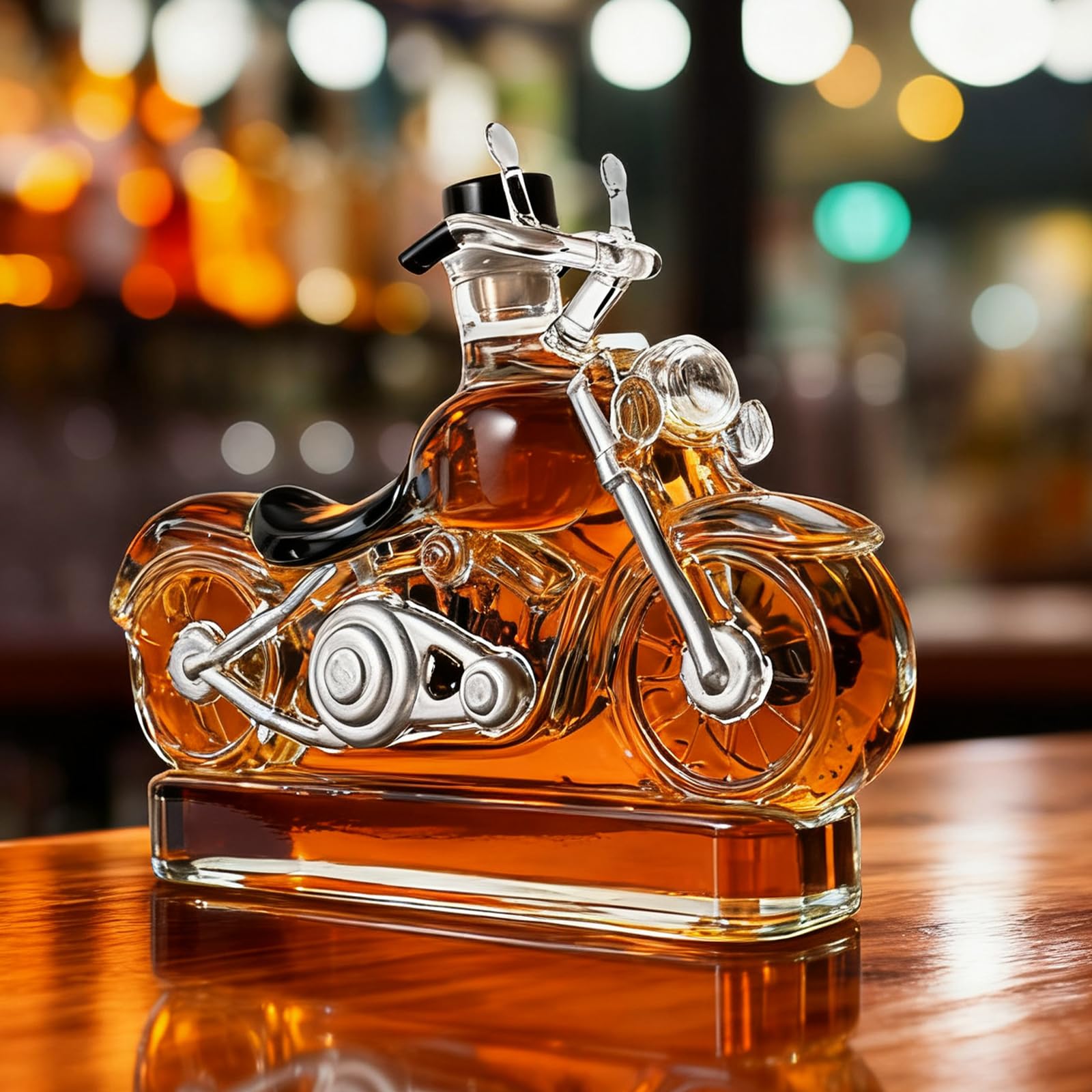 Ghshanog Motorbike Whiskey Decanter,300ml/10oz Glass Wine Bottle,Retro Whiskey Bottle,Motorcycle Shape Liquor Dispenser,3D Sculpted Wine Decanter Decoration for Bar Desk Kitchen