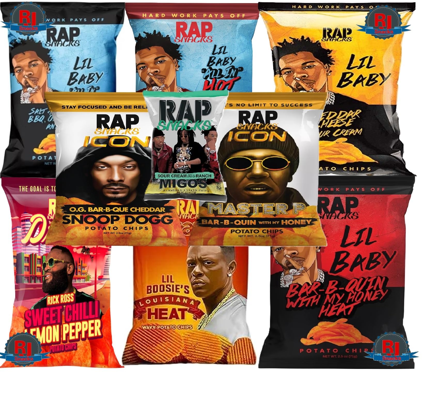 Amazon.com: Rap` Snacks Potato Chips 1 oz Variety Pack(Lil Baby