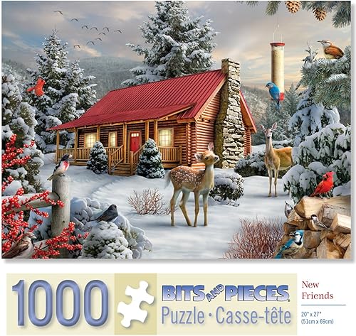 Miniatura 7 de Bits and Pieces - Rompecabezas de 300 piezas grandes para adultos - Nuevos amigos - Rompecabezas de 300 piezas con escena de invierno nevado por el