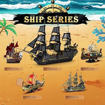 Amazon.com: Reobrix Pirate Ship Building Set with LED Lights