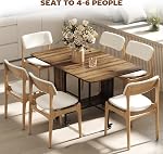 HOMCOM 51" Folding Dining Table for 6, Mobile Drop Leaf Table, Extendable Kitchen Table with Storage Shelf and 6 Wheels for Small Spaces, Brown Wood Grain