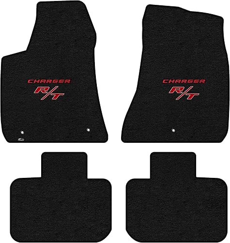 Lloyd Mats Alfombrillas alfombradas resistentes para Dodge Charger RWD 2011-2023 (carbón, 4 piezas, cargador rojo RT)