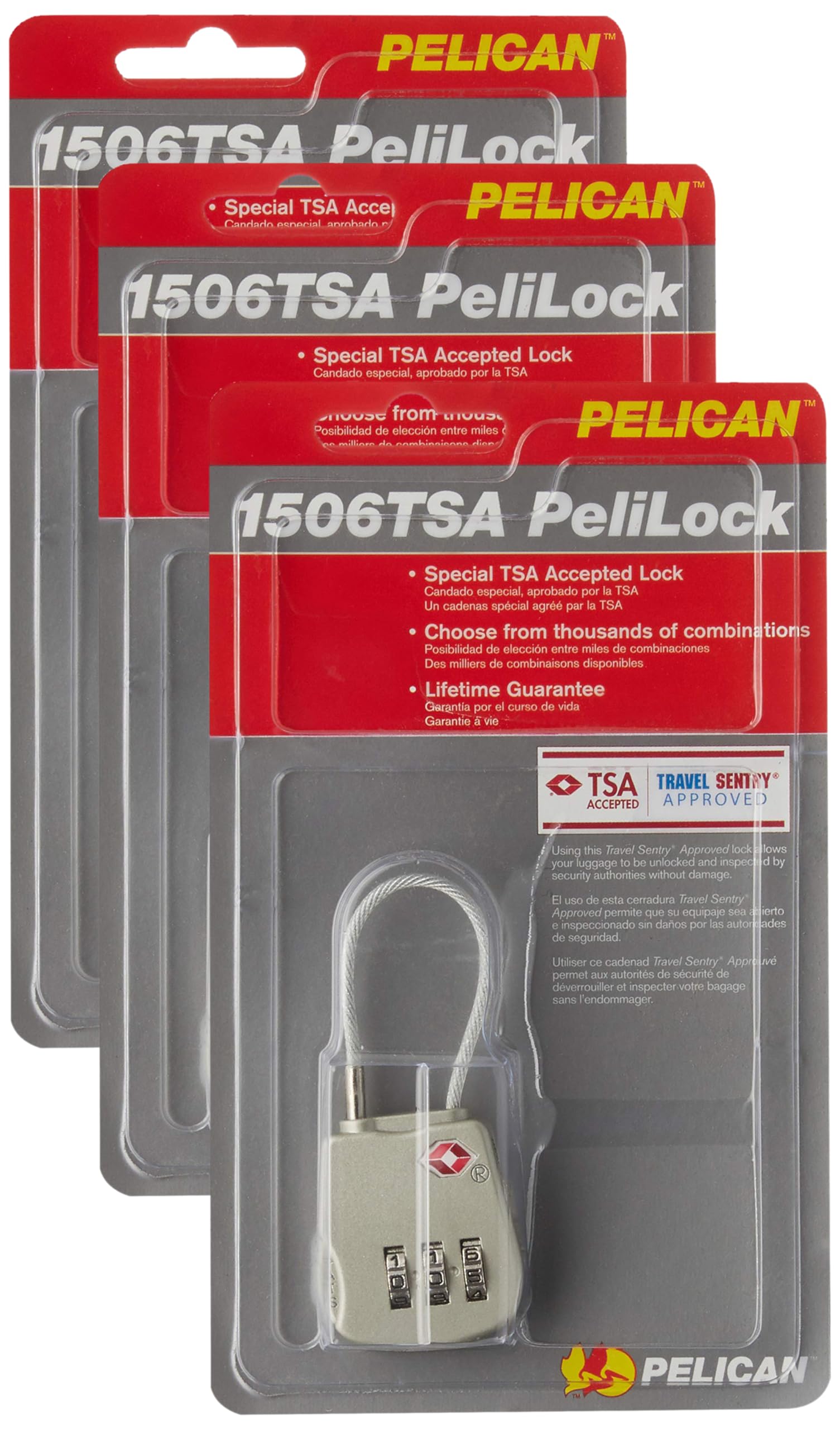 Amazon.com: Pelican 1500-518-000 1506 TSA Lock, Gray (Pack of 3