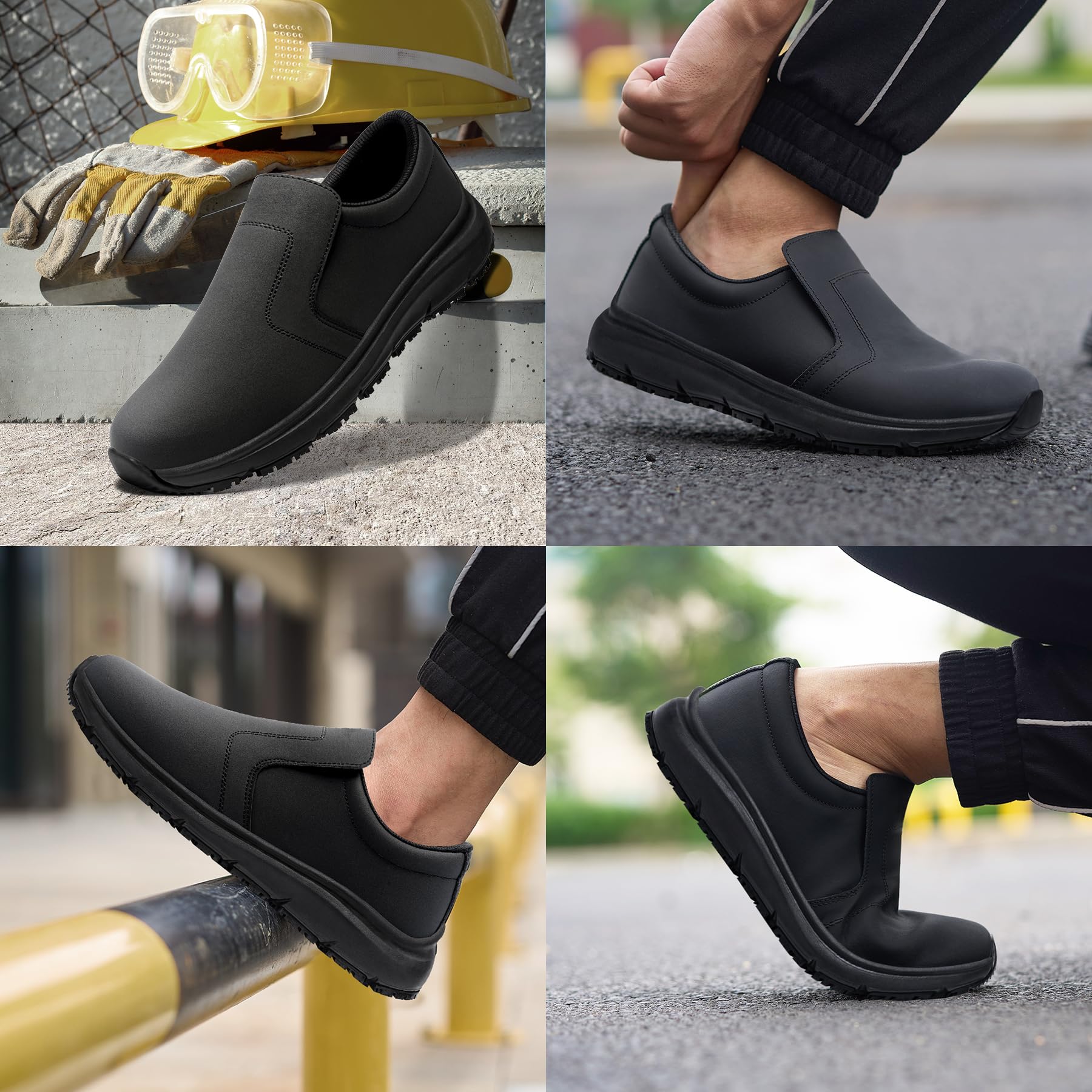 Sicherheitsschuhe Herren Damen rutschfeste Kochschuhe wasserdichte Arbeitsschuhe Küche Leicht SRC Bequemer Dämpfung Arbeitsschuh mit Stahlkappe
