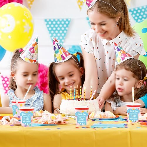 Miniatura 8 de Lindas calcomanías azules para baby shower, con texto en inglés "Thank You for Showering Our Baby with Love", calcomanías azules para baby shower,