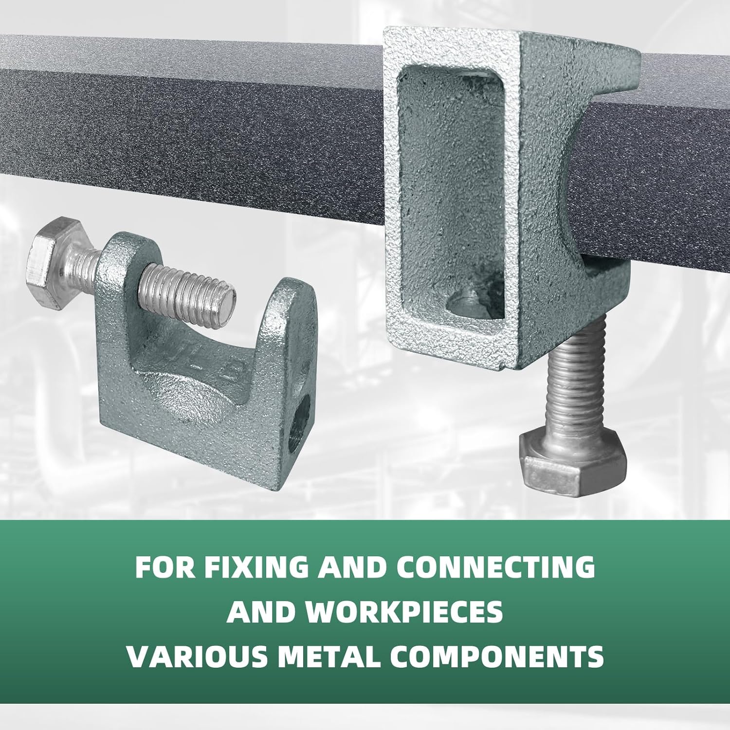 8Pcs Beam Clamp, 1" Jaw Opening Adjustable C Beam Clamps, Zinc Plated Iron Joist Jaw Clamp Tool, 1/2" Diameter Threaded Rod