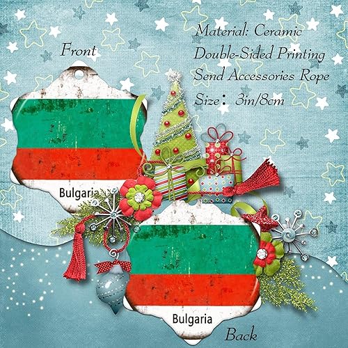 Vista 51 de Chipre - Adornos colgantes para árbol de Navidad, bandera nacional de Chipre, adornos de cerámica para decoraciones de Navidad, regalo de viajero