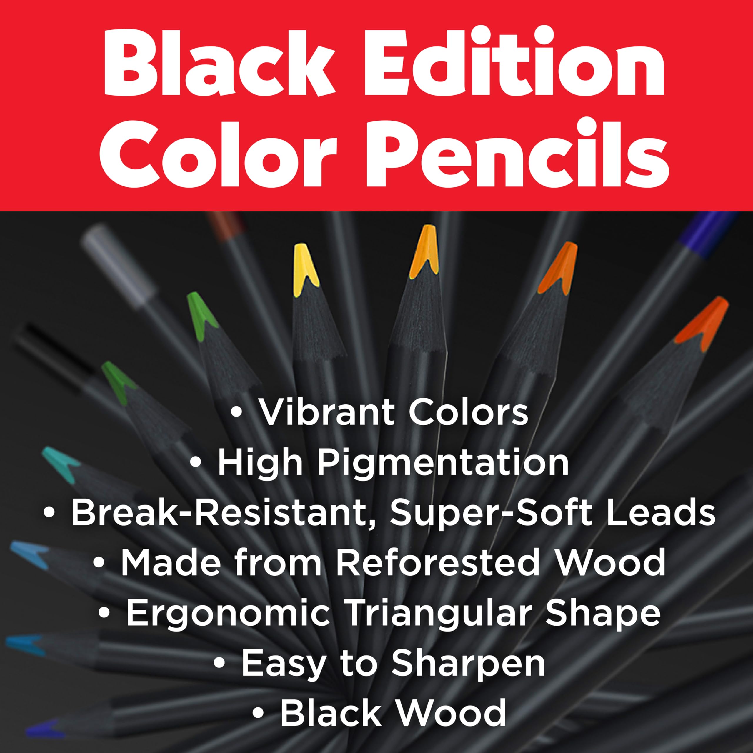 Faber-Castell 116418 - Set di matite colorate con rotolo, 72 matite colorate Black Edition, inclusi colori metallizzati e neon