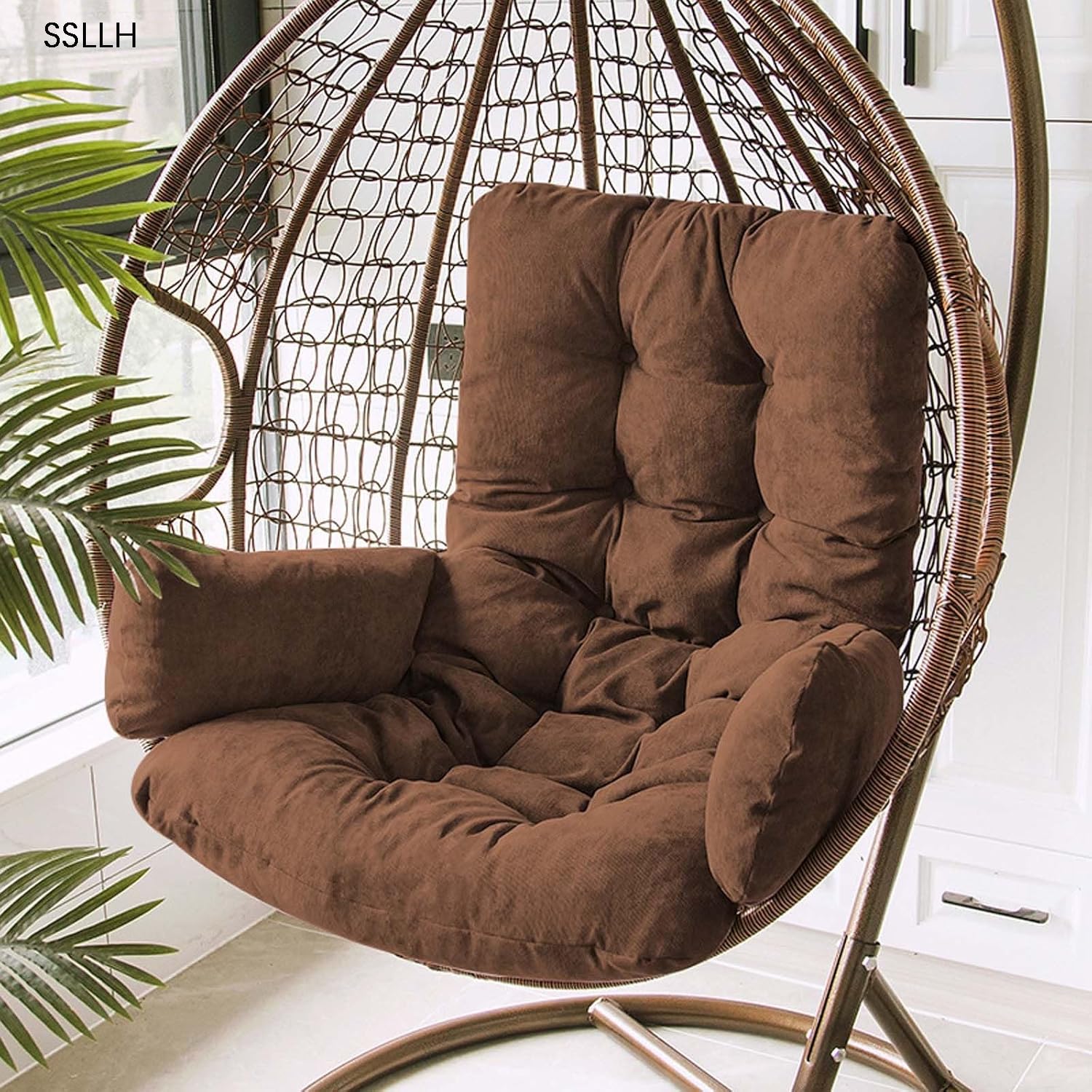 Cojín para sillón Colgante, cojín para Columpio Colgante, cojín de Asiento, Lavable, Silla Colgante (Marrón)