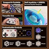 Vista 2 de IINE Retro Pocket Game Controller with Hall Effect Joysticks, Switch 1 & 2 Compatible, Wireless Gamepad for Steam Deck, PC, Android, iOS