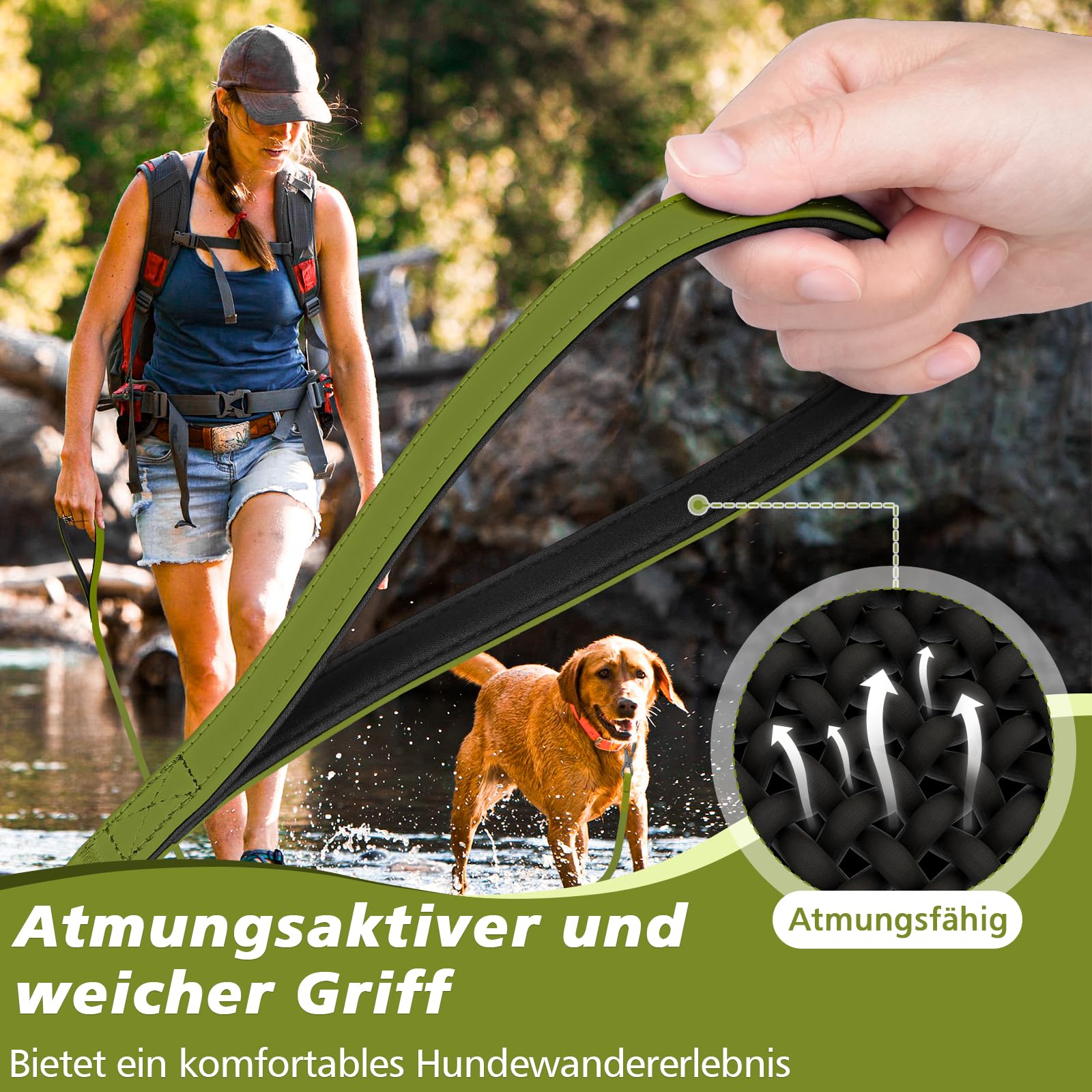 X XBEN Lunghina per Cane 3M 5M 10M 15M 20M 25M 30M, Guinzaglio Addestramento per Cani con Maniglia Imbottita, Guinzaglio Gommato per cani, Impermeabile, Moschettone, Resistente Adatto per Tutti i Cani