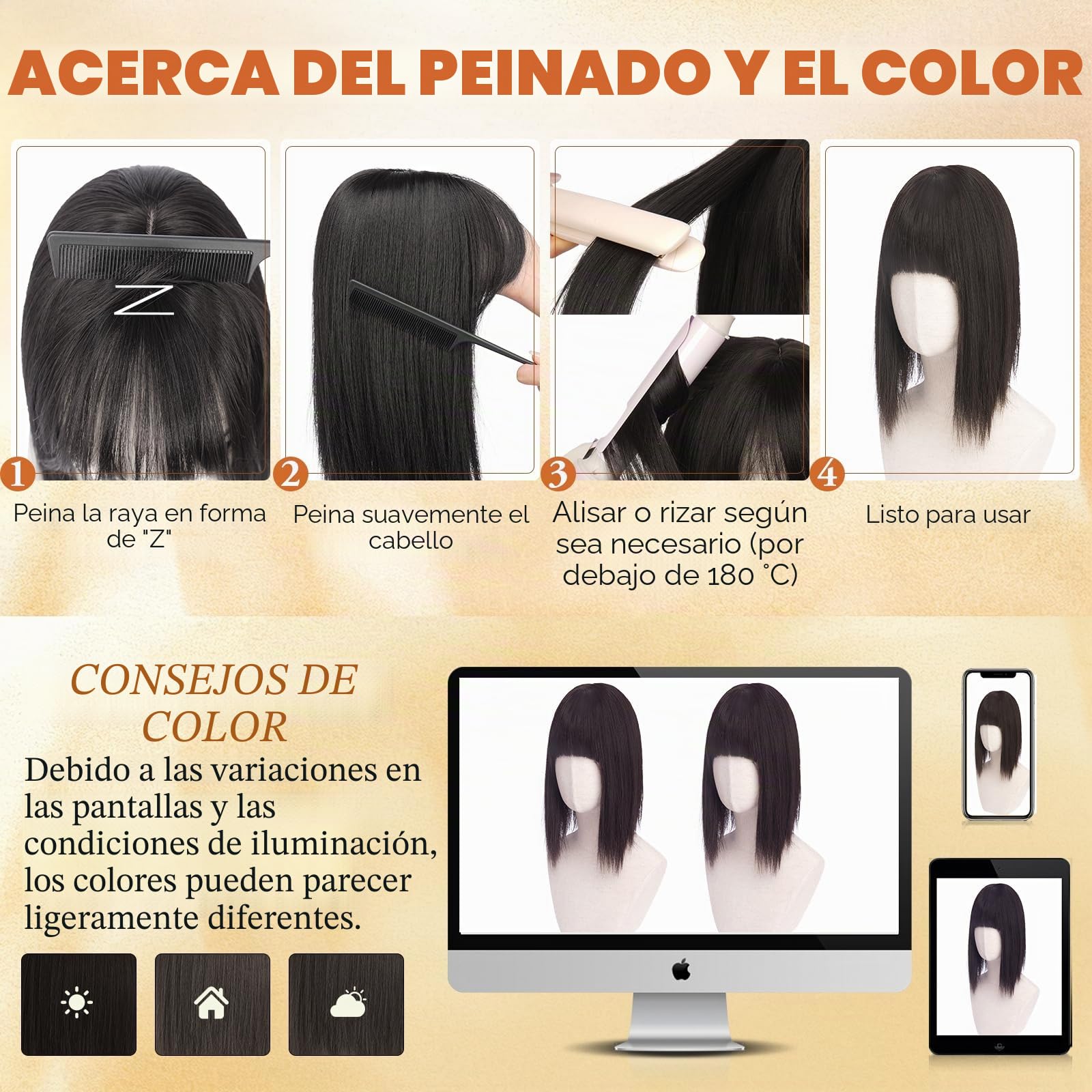 Sofeiyan Topper de Cabello para mujer,30 cm Tapa de Cabello con clip con flequillo,62 g sintéticos Toppers postizos de pelo natural Adecuados para personas calvas,Negro Natural y Castaño Oscuro