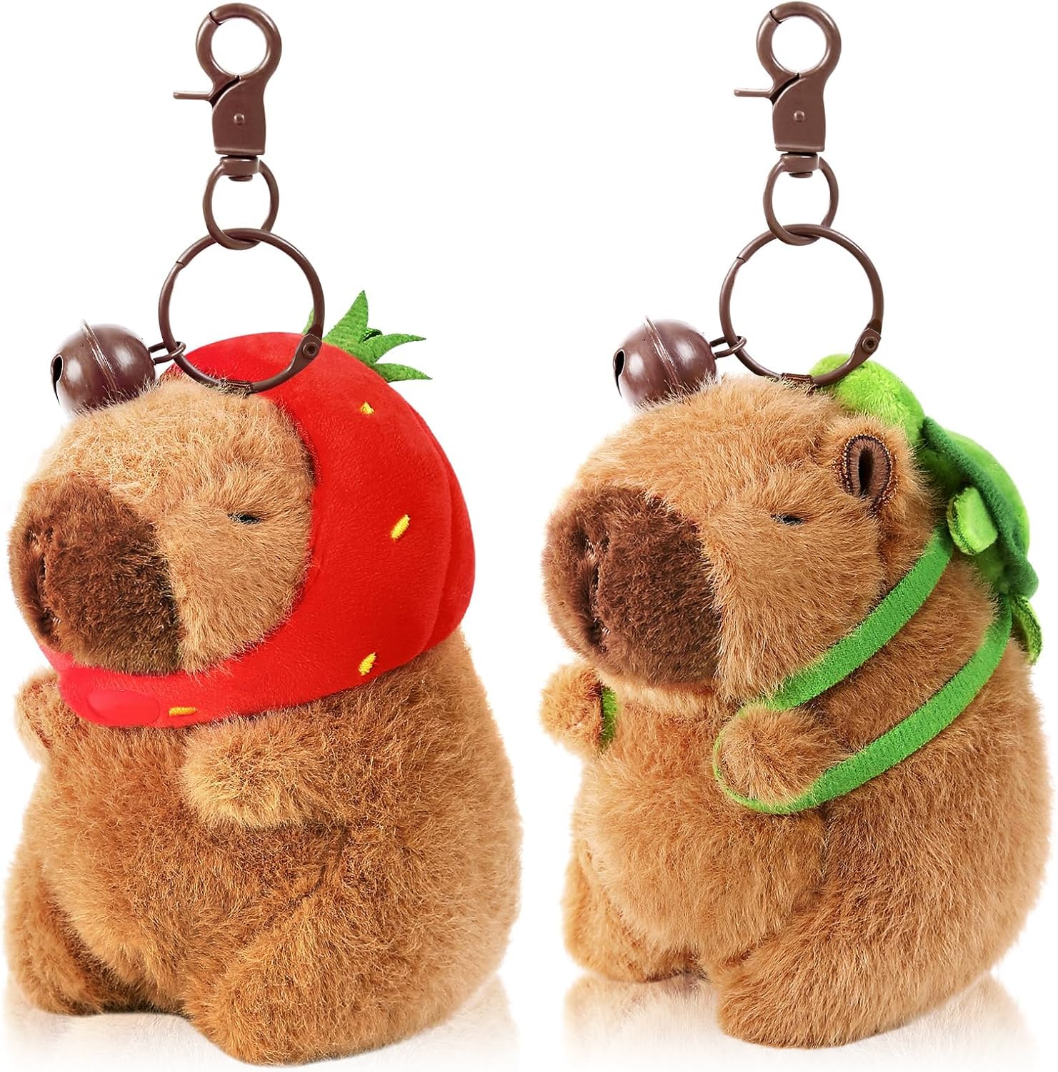 Ditucu 2 Pcs Capybara Plush Keychain Toys Kawaii Strawberry Turtle Capibara Stuffed Animal Dolls Pendant for Backpack Decoration Gift for Kids