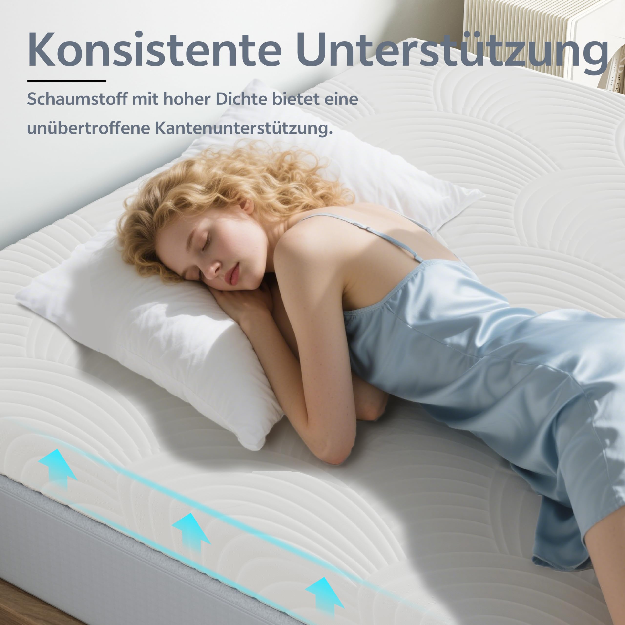 Surmatelas 180 x 200 cm H3, en mousse haute densité de 7,5 cm d'épaisseur pour soulager la pression, surmatelas 180 x 200 ferme avec housse amovible et lavable avec fermeture éclair