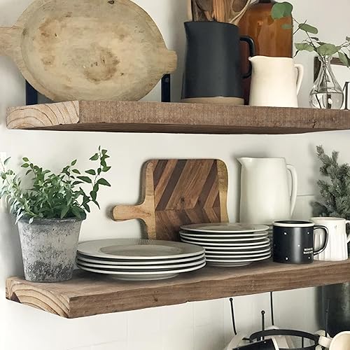 Miniatura 6 de Estantes flotantes, estantes de pared de madera maciza rústica recuperada de 8 pulgadas de profundidad para almacenamiento, estantería de exhibición