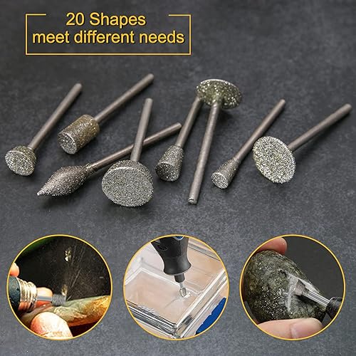 Miniatura 4 de Juego de fresas de diamante para Dremel, herramienta rotativa, muela de corte de piedra de vidrio, azulejos, joyas, grabado, grabado en roca,