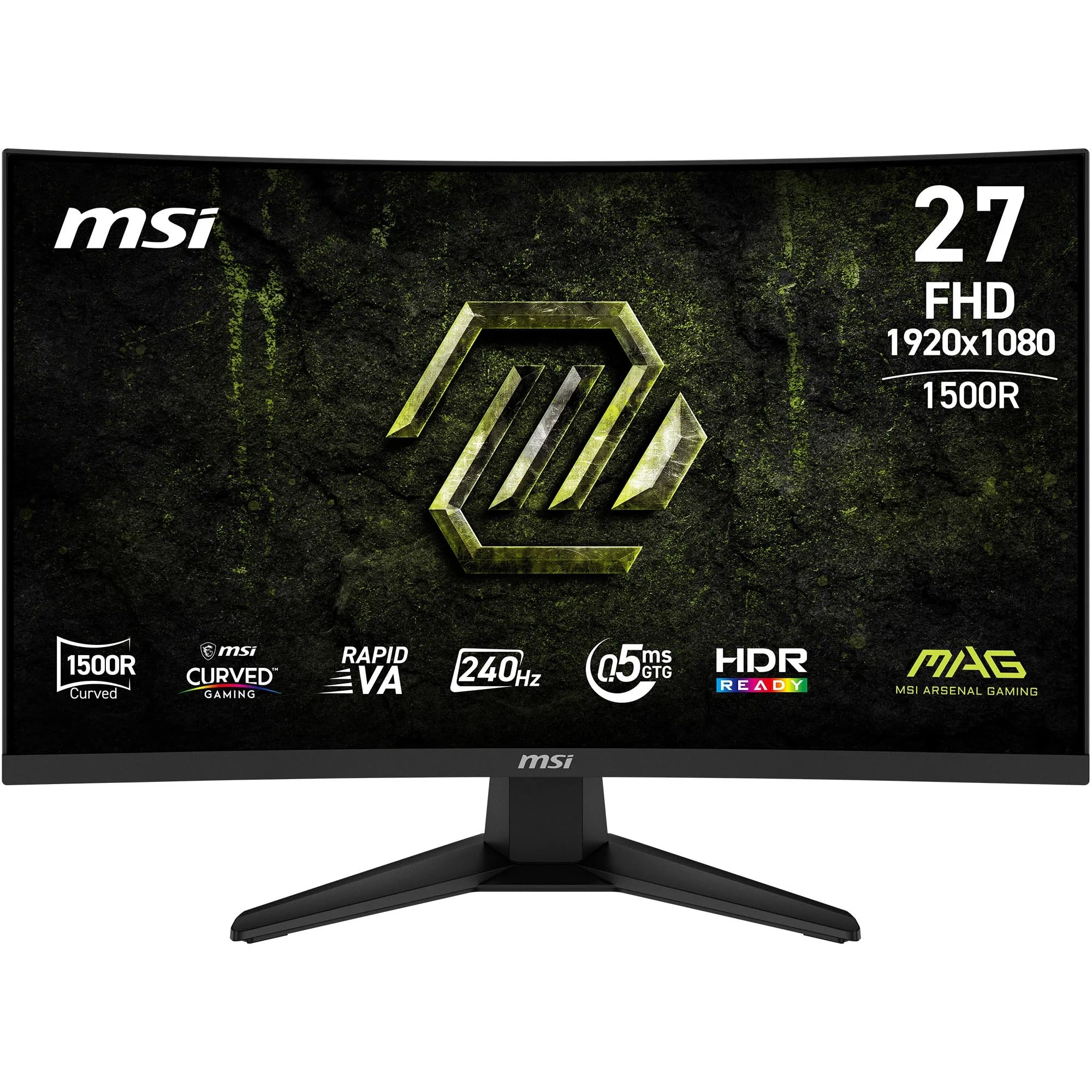 MSI MAG 275CF X24 27" FHD 1500R Gaming Monitor, 1920x1080 Rapid VA, 240Hz, 0.5ms, HDR Supported, Eye-Care, HDMI 2.0b, DP 1.2a, Frameless, Adjustable Tilt, VESA Mount, Black