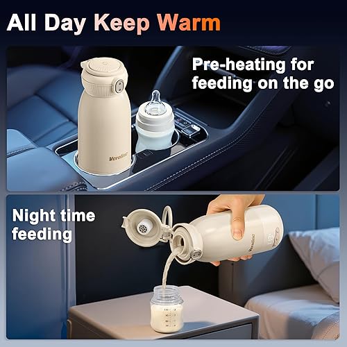 Miniatura 6 de Calentador de biberones portátil para viajes, calentador de biberones de 17 onzas, calentador de leche de carga súper rápida con temperatura