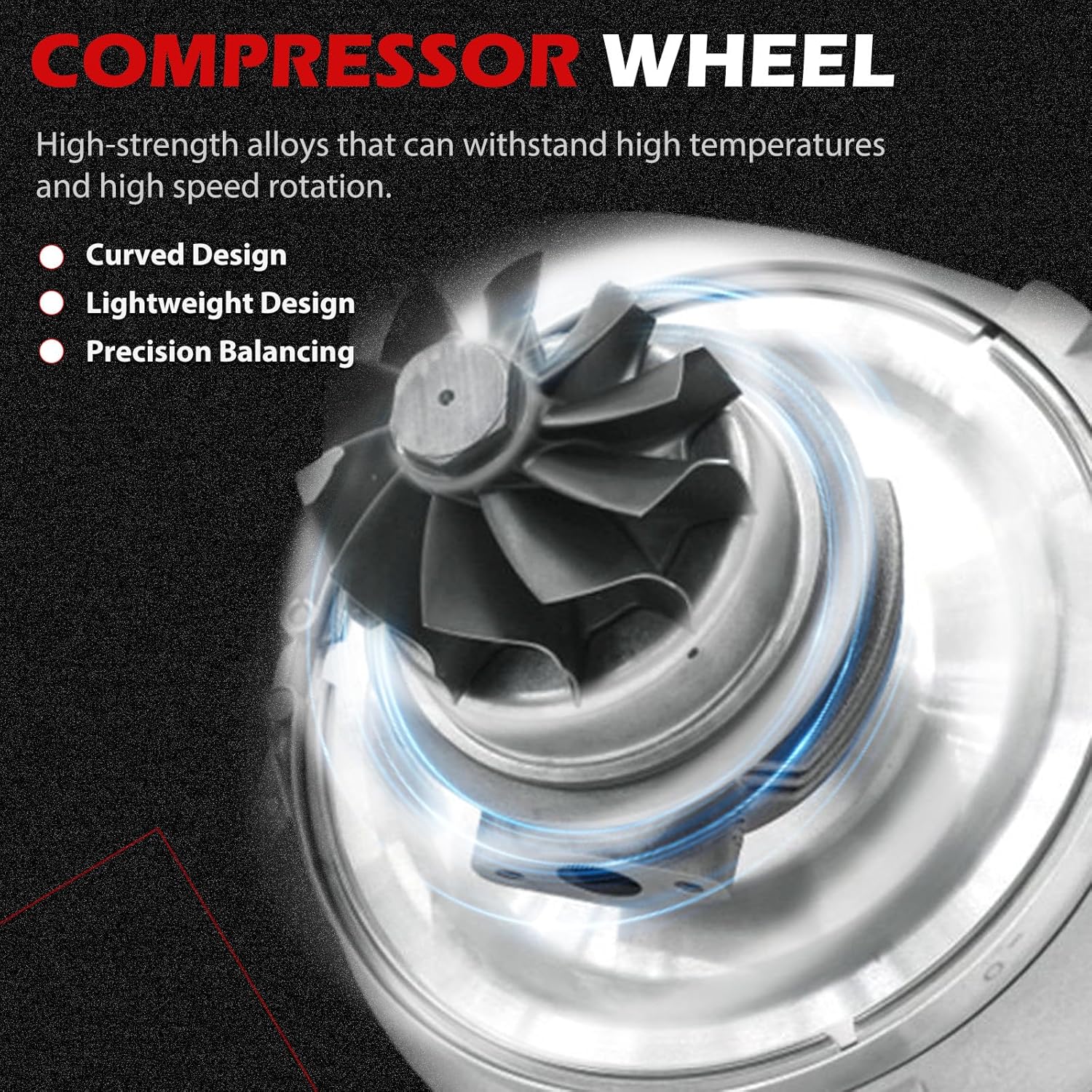 Wicked Turbo Billet Compressor Wheel for Ford 7.3L PowerStroke Diesel 1994-2002 2003, GTP38/TP38 Tubo Replace Part WW38, 5 + 5 Blades