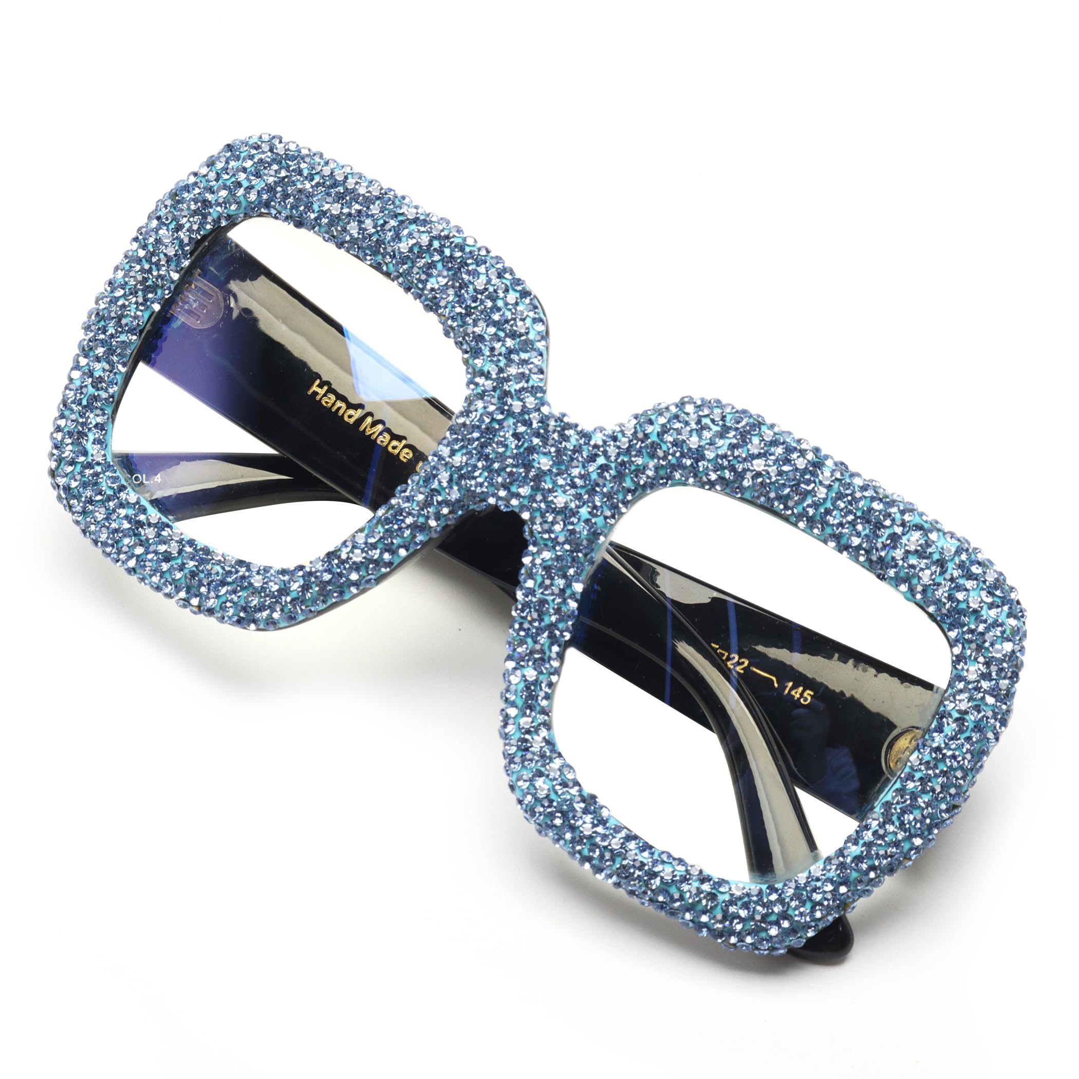 bullabulling Rhinestone Ladies Reading Glasses Stylish Frame - Oversized Square Bling Design Reader Eyeglasses for Women L05