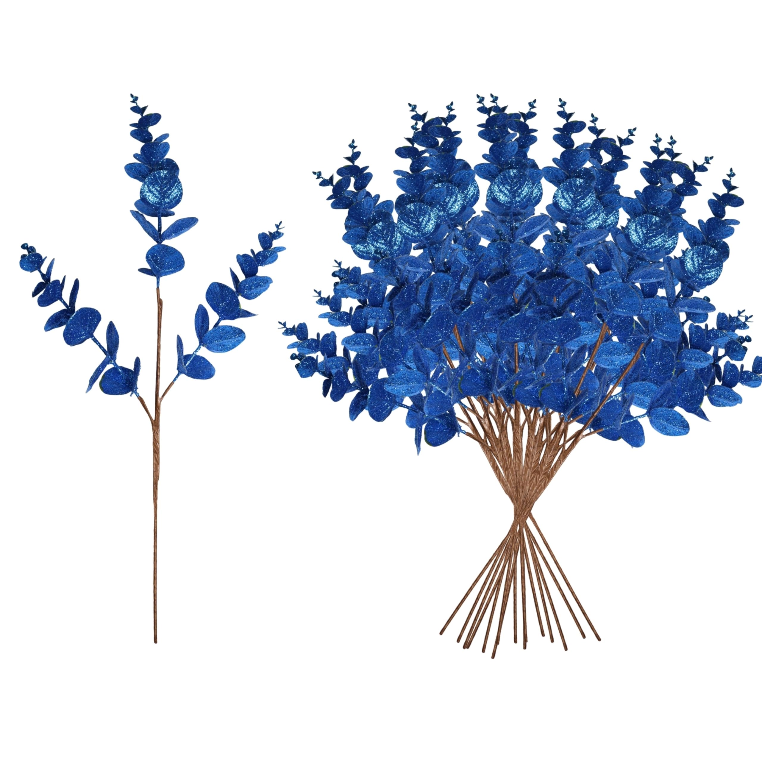 Christmas Tree Eucalyptus Stems, Artificial Picks 55cm Dark Blue 18Pcs