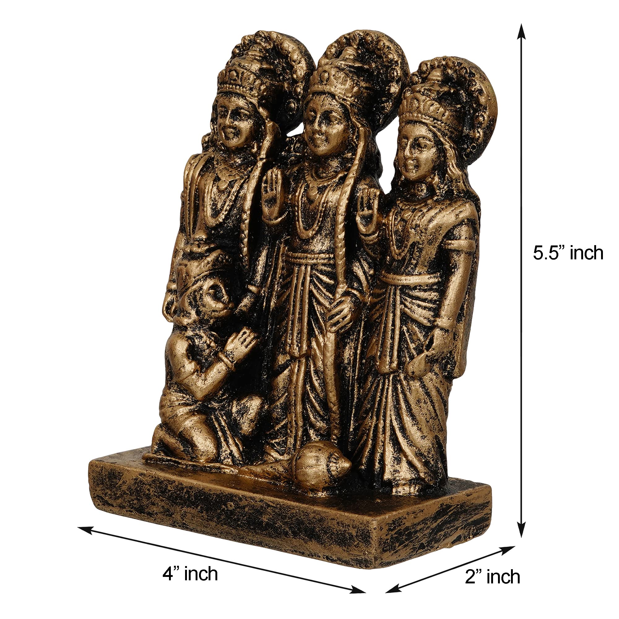 Webelkart Premium Polyresin Ram Darbar Idol Statue Murti Showpiece for Home Temple and Office Temple (5.5 x 4 x 2 Inches, Medium Gold) 2