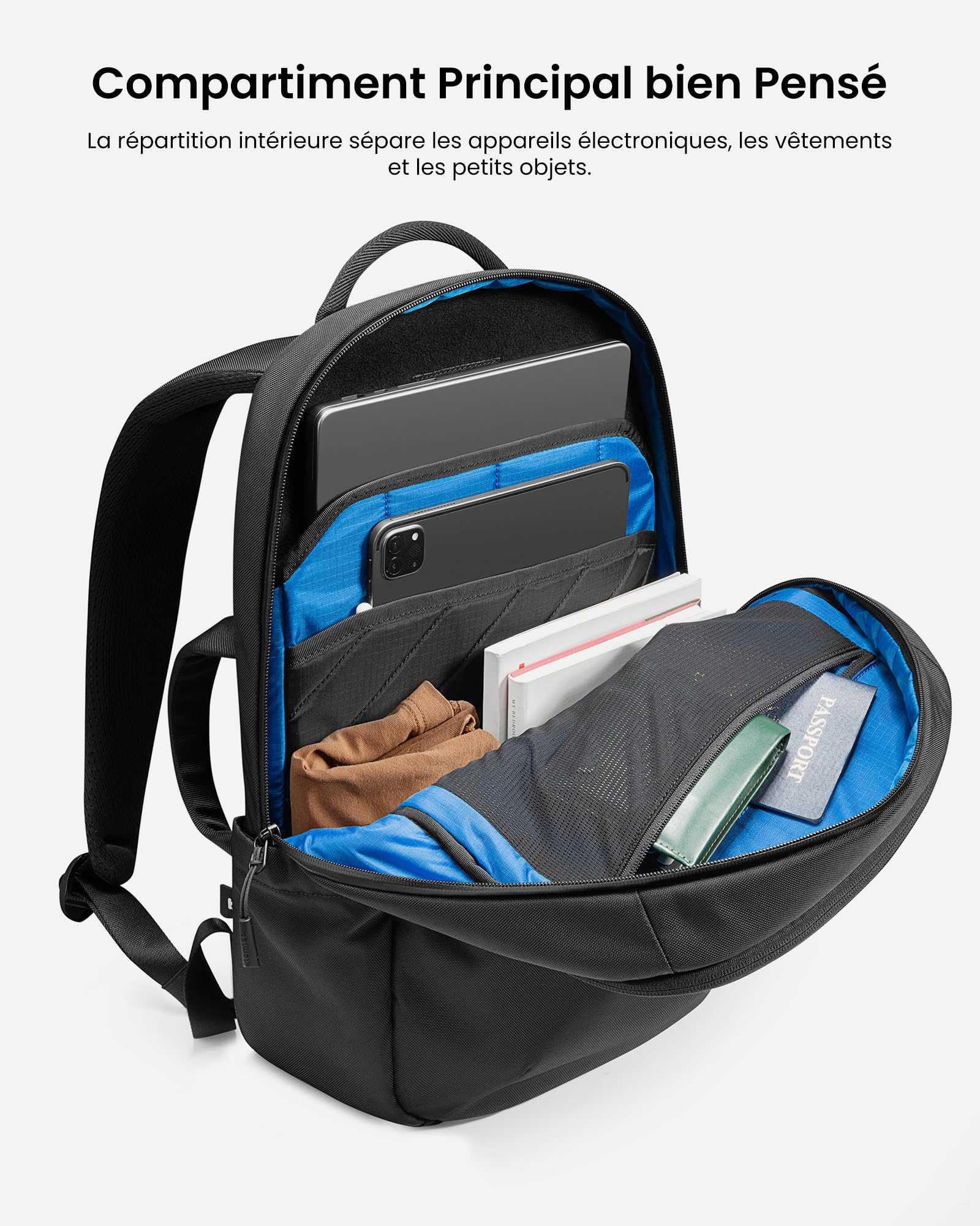 tomtoc Sac à Dos pour Ordinateur Portable 15,6 Pouces, Sacs a dos Hommes