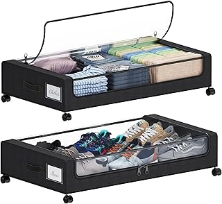 Under Bed Storage with Wheels, XXL 60L Under the Bed Storage Bins, Under...